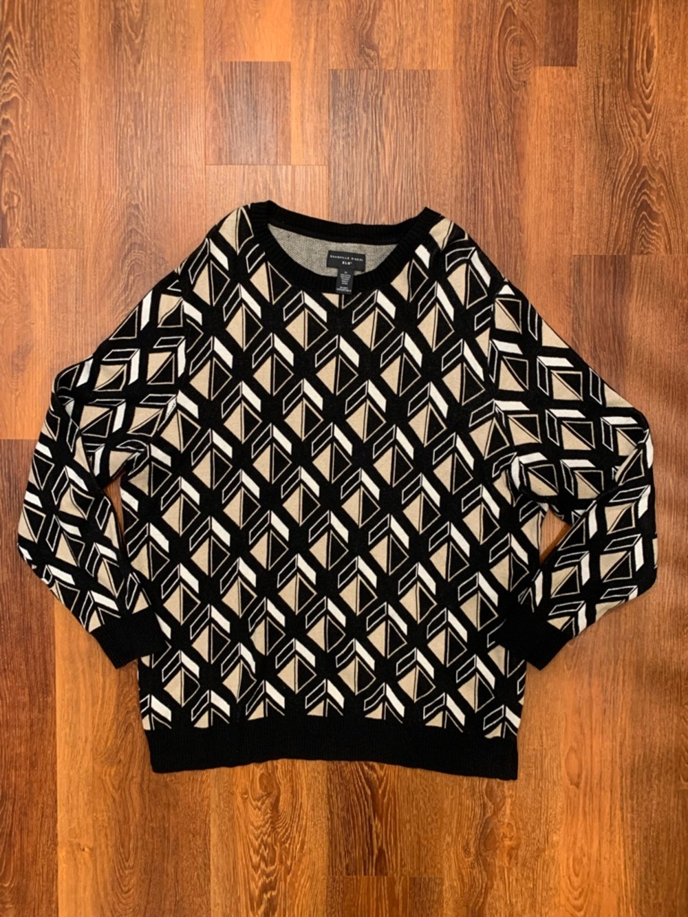 Shaquille O’Neal XLG Geometric Sweater Size 2XL Black Tan Big and Tall